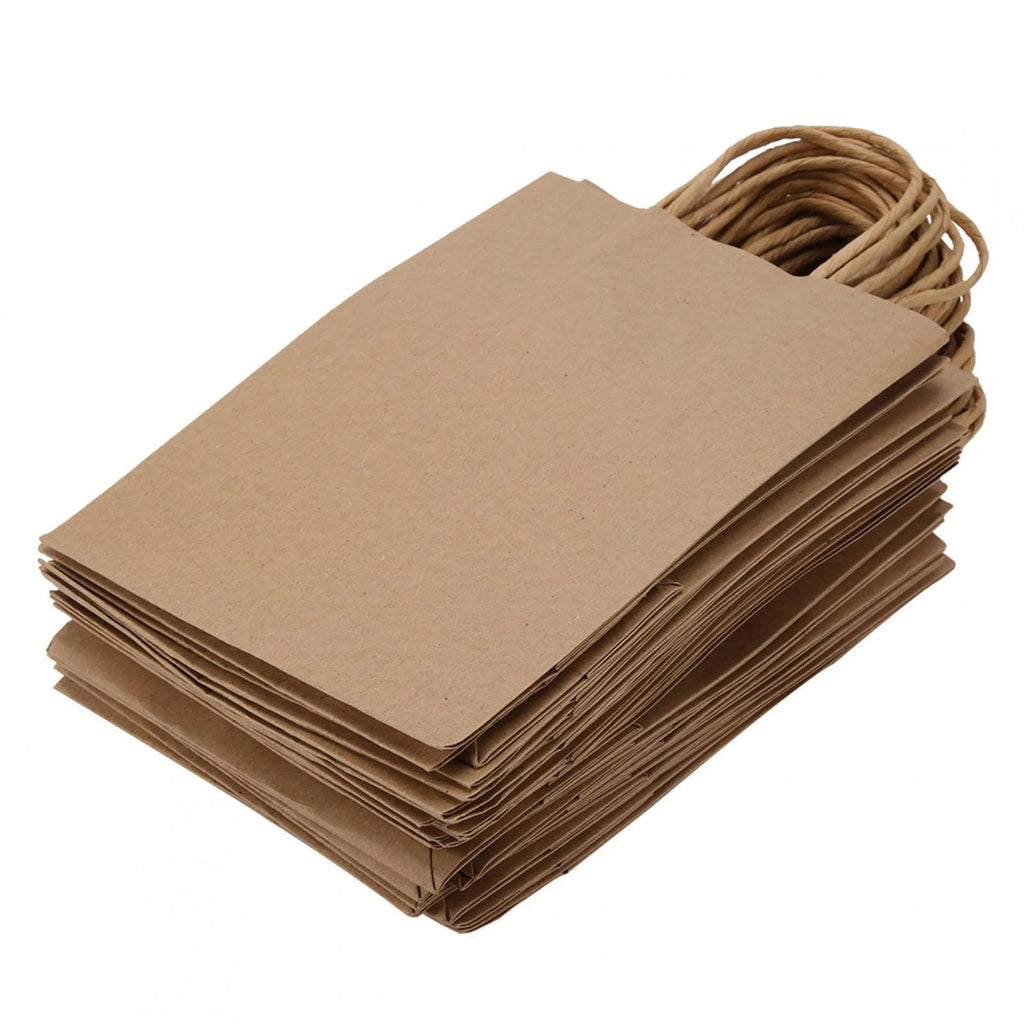 40 Pack Kraft Paper Gift Bags with Handles – Brown, White, Sky Blue and Hot Pink Shopping Carry Bags