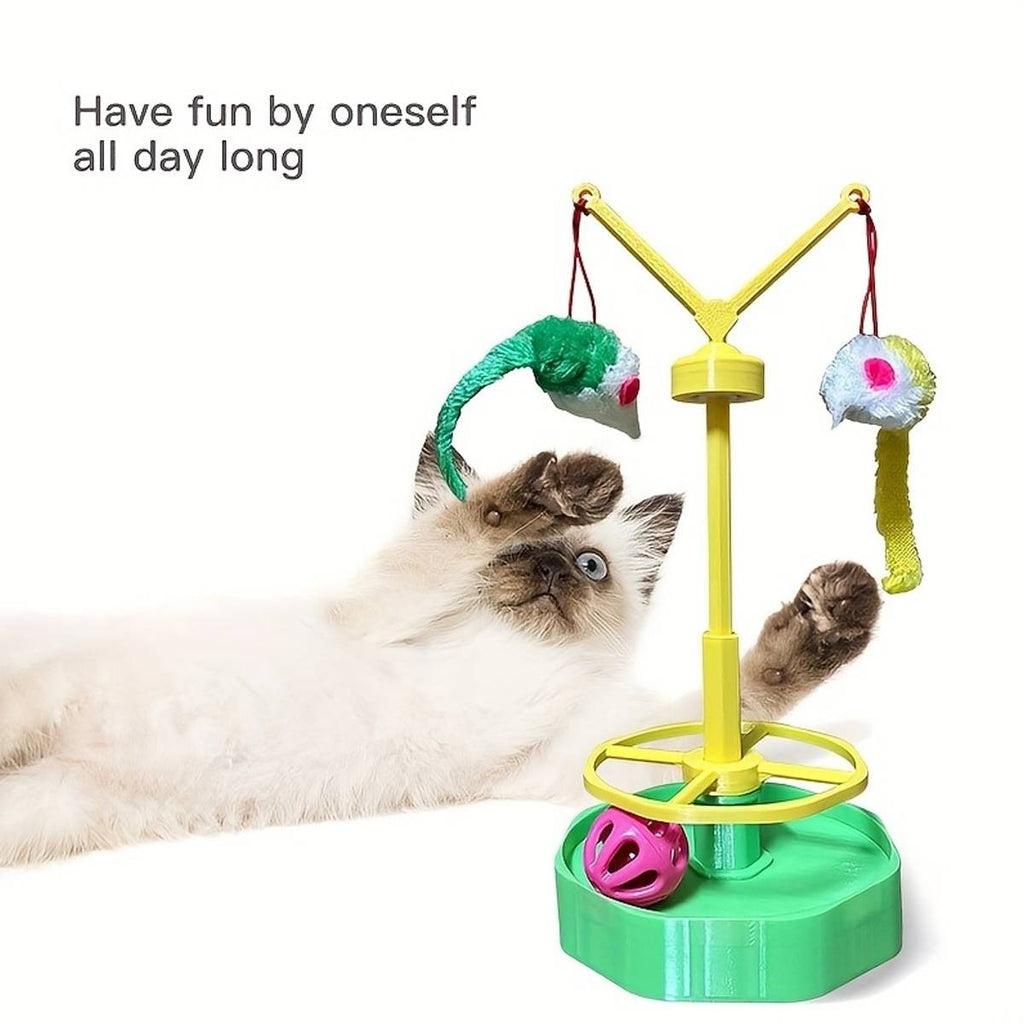 Cat Spinning Wheel Toy Interactive Cat Toy Self Amusement Plush Mouse Indoor Pet