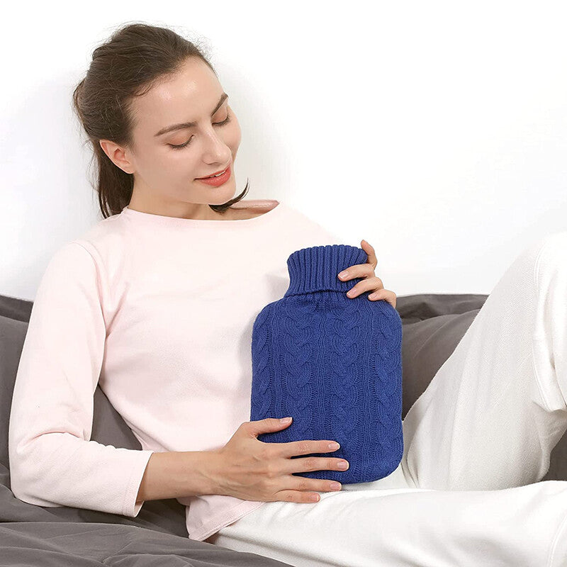 4 Pack Knitted Hot Water Bottle Covers for 2L Bottles – Soft Removable Sweater Cover Only
