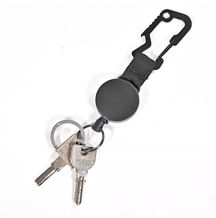 5pcs Retractable Keychain with Belt Clip | Heavy Duty Stainless Steel Pull Ring Key Holder