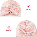 2pcs Adjustable Silk Sleep Caps for Women | Double Layer Knotted Satin Turban Bonnet