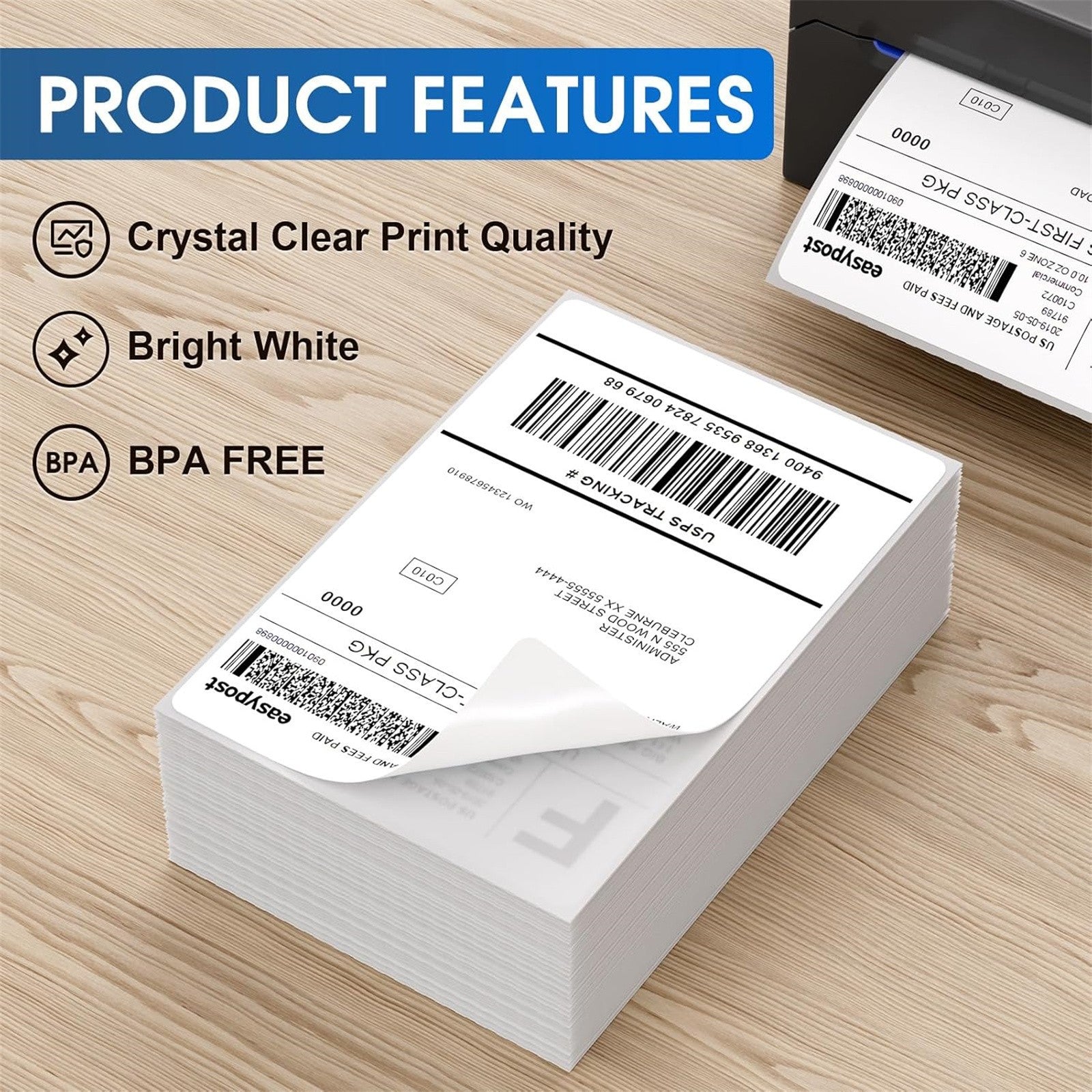 4x6 Thermal Direct Shipping Labels 500 Pack - Fan Fold 100x150mm White Sticker Labels