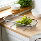 Vegetable Strainer Drainage Basket Stainless Steel Expandable Over Sink Colander