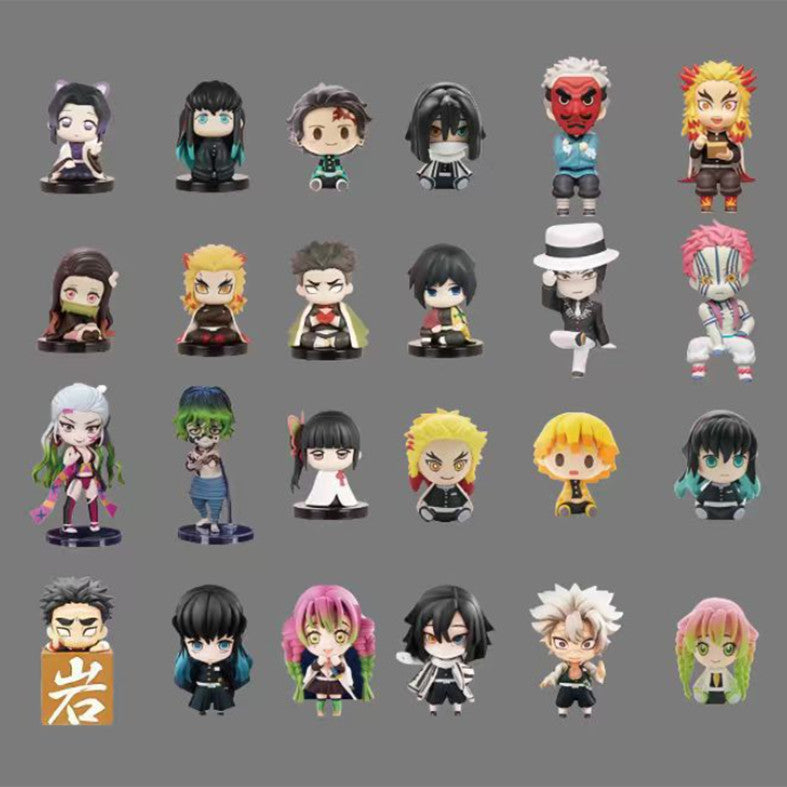 24 chibi anime swordsman figures on a grey background