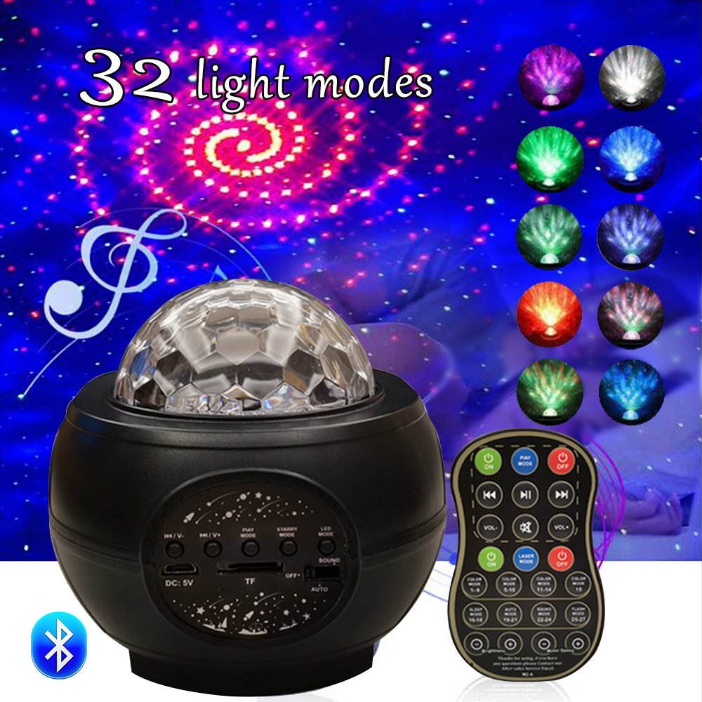 Galaxy Star Projector Night Light LED Ocean Wave Lamp Bluetooth Music Remote Control