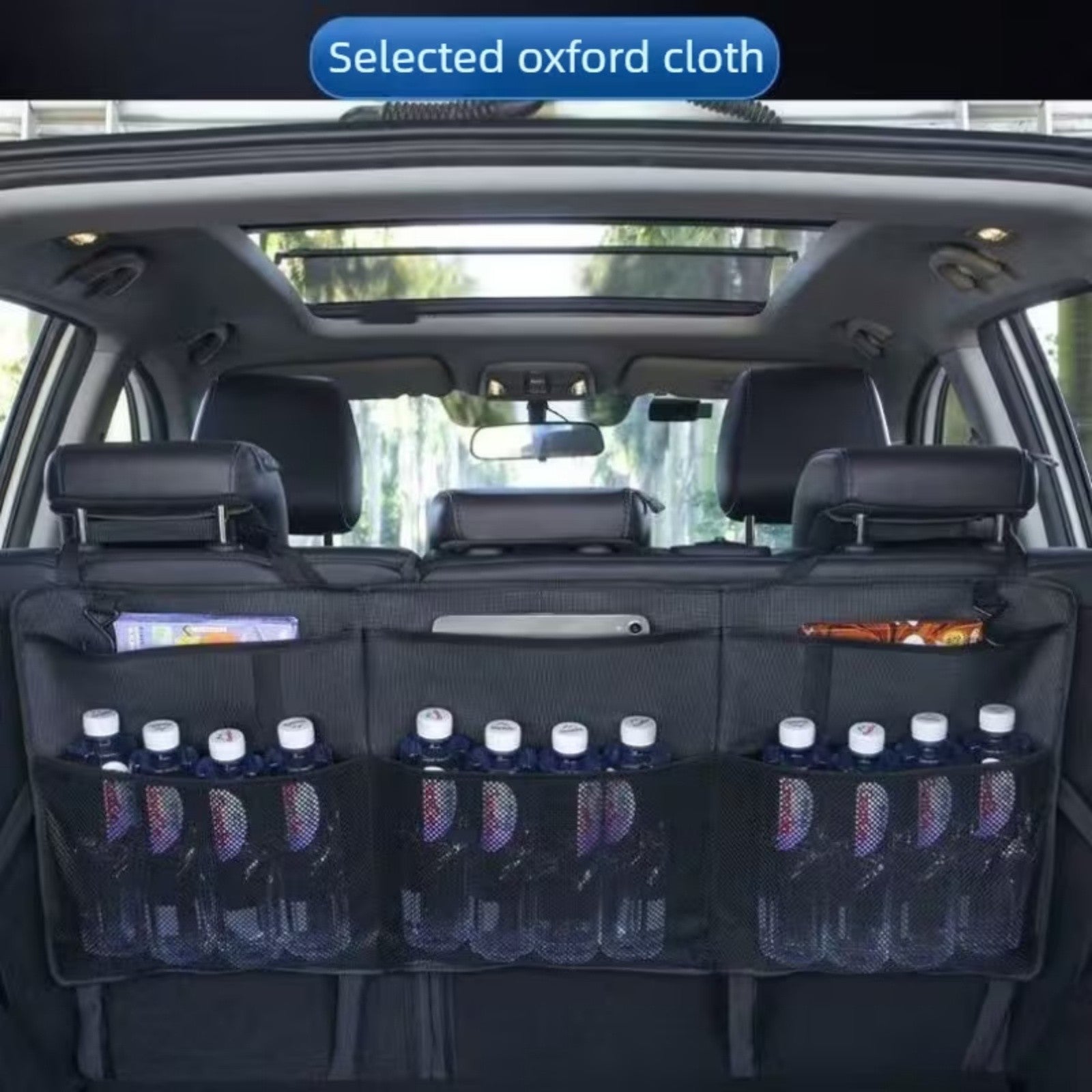 Universal Car Trunk Organizer Cargo Net – Hanging Back Seat Storage Bag with 8 Pockets