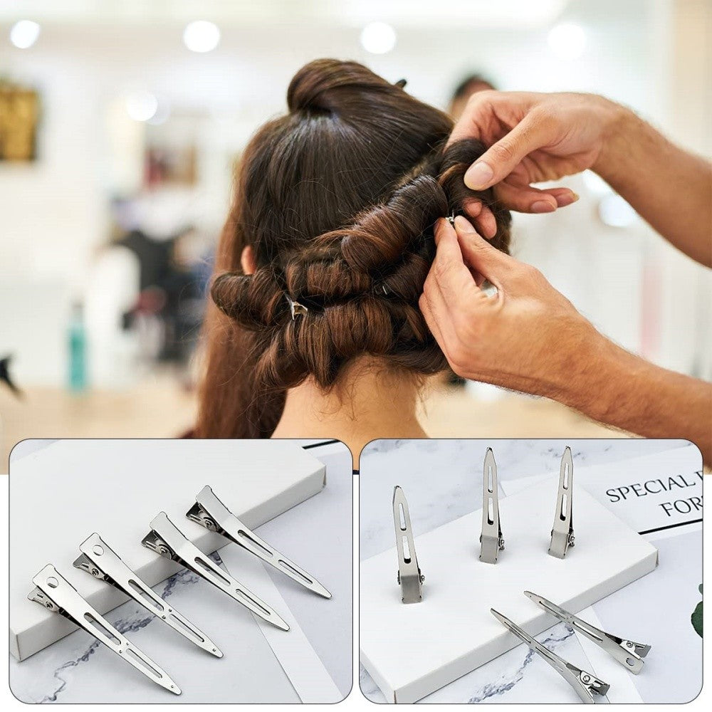 60Pcs Hairdressing Sectioning Hair Clips Duck Bill Hairpin Salon Metal Curl Clip