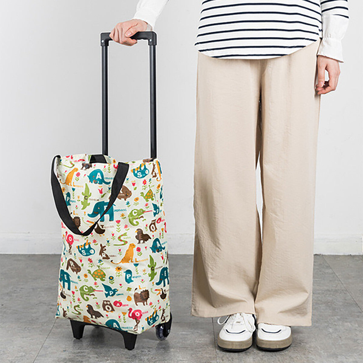 Foldable Shopping Trolley Cart with Wheels Aluminium Grocery Bag Retractable Handle