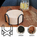 4pcs Black Iron Coaster Holder Rack | Drink Coaster Storage Organizer for Tabletop