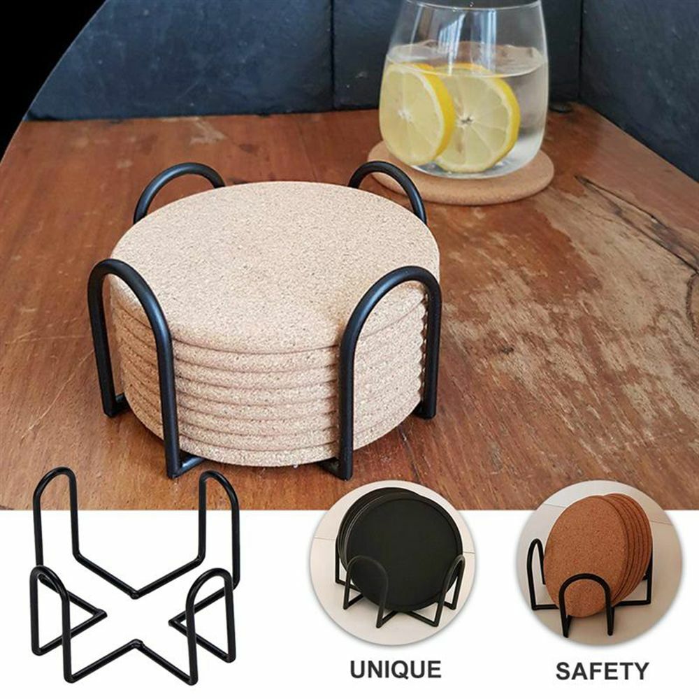 4pcs Black Iron Coaster Holder Rack | Drink Coaster Storage Organizer for Tabletop