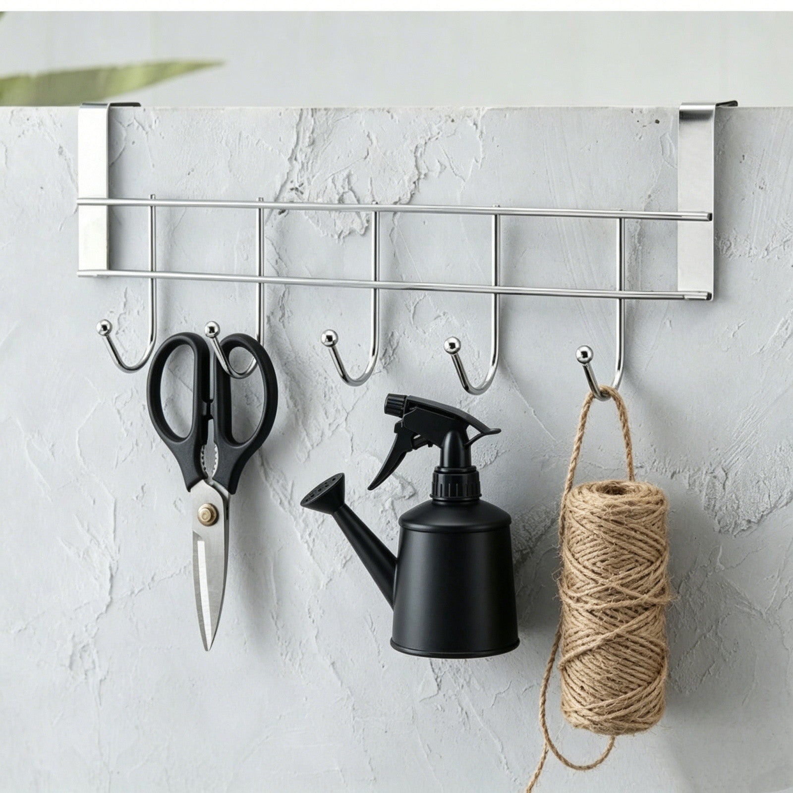 4pcs Over Door Hanger 5 Hooks | Stainless Steel Clothes Towel Rack No-Drill Holder