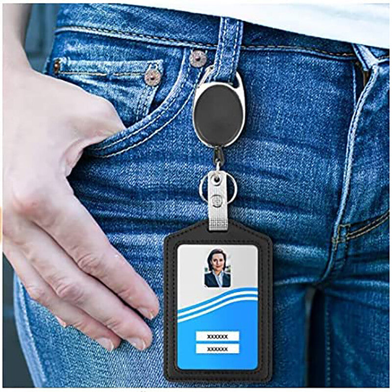 10 Sets Retractable ID Badge Holder with Lanyard Reel | Opal Card Holder Keychain