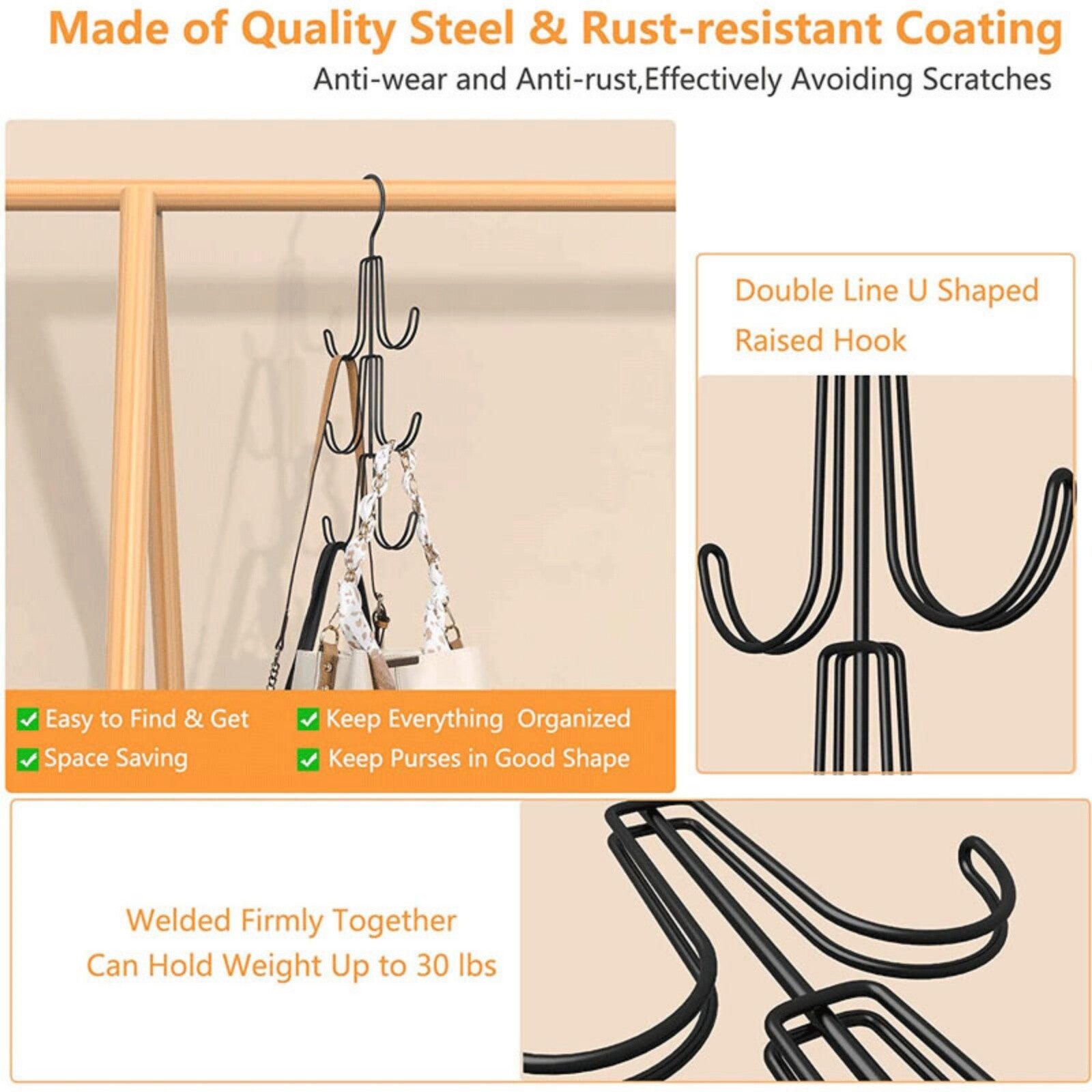 2PCS Multi-Layer Clothes Hanger Hook – Space Saving Closet Organizer for Bags & Clothes