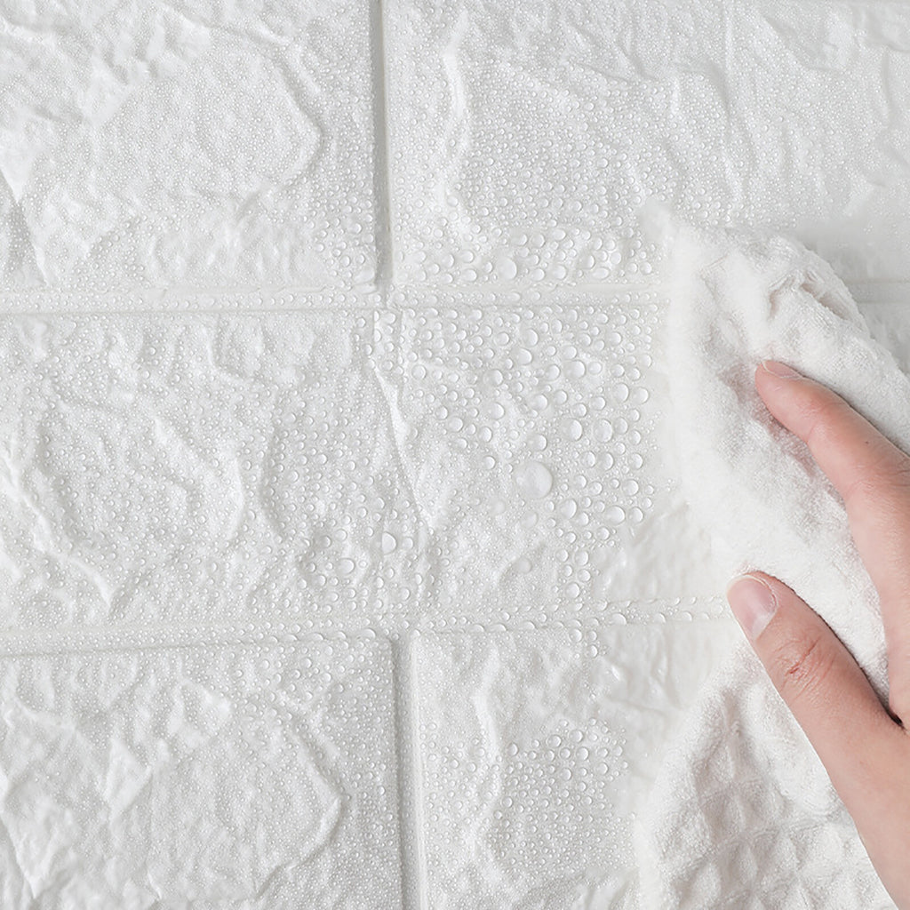 40 Pack 3D Brick Wall Stickers | Self Adhesive Foam Wallpaper Panels Waterproof White Wall Decor