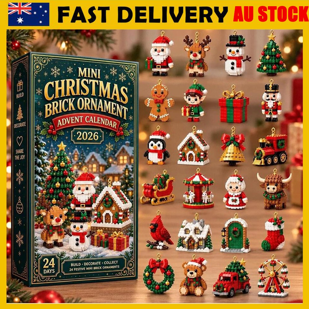 Mini Christmas Brick Ornament Advent Calendar 24 Day Unique Buildable Holiday OD