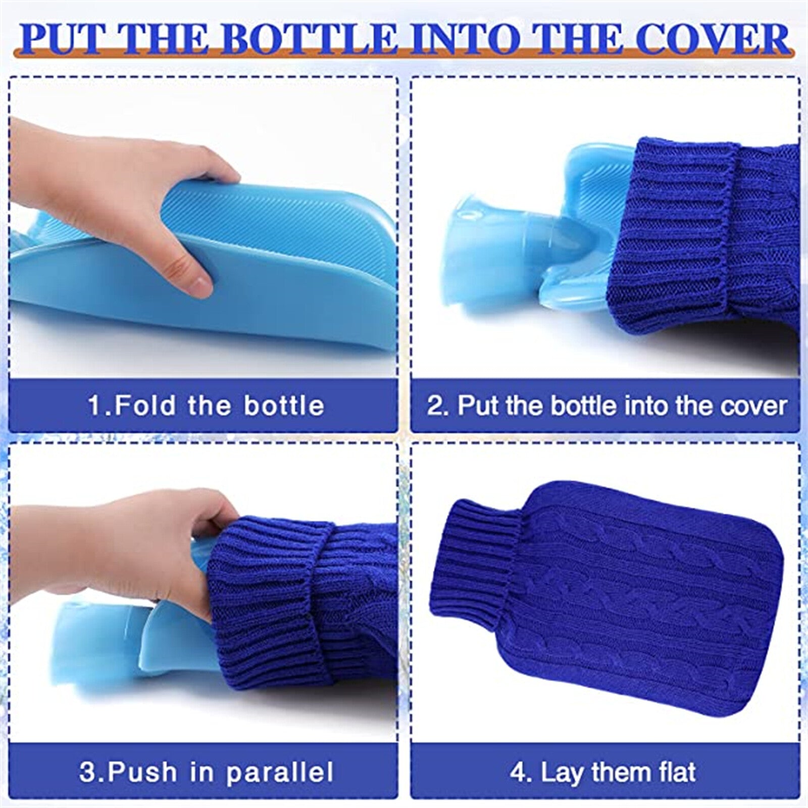 4 Pack Knitted Hot Water Bottle Covers for 2L Bottles – Soft Removable Sweater Cover Only