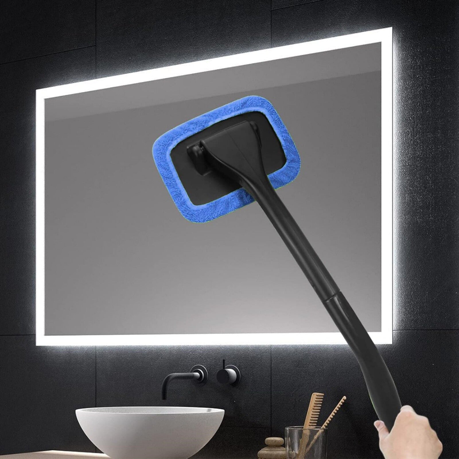 Car Windshield Cleaning Tool with Microfiber Pads – Extendable Glass Cleaner Brush for Auto Windows