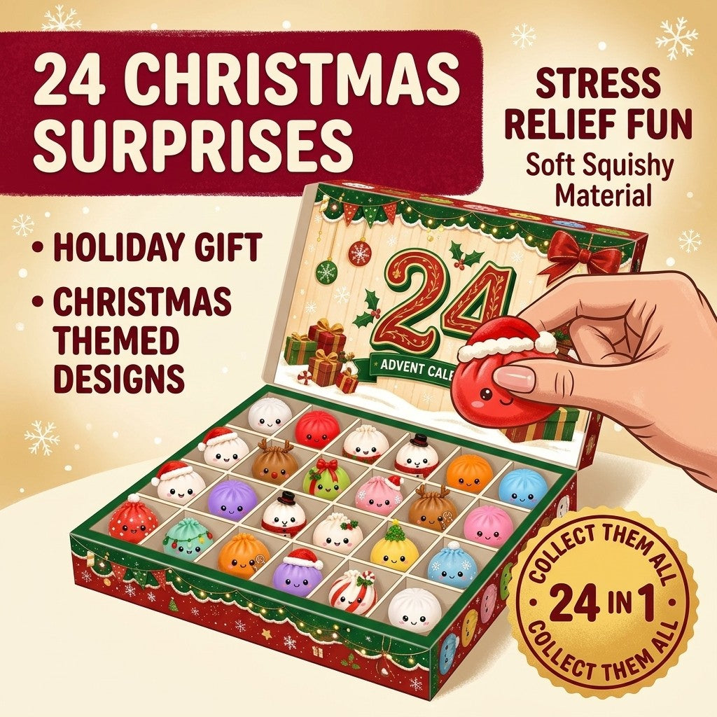 24 Christmas surprises squishy advent calendar open tray showing all compartments