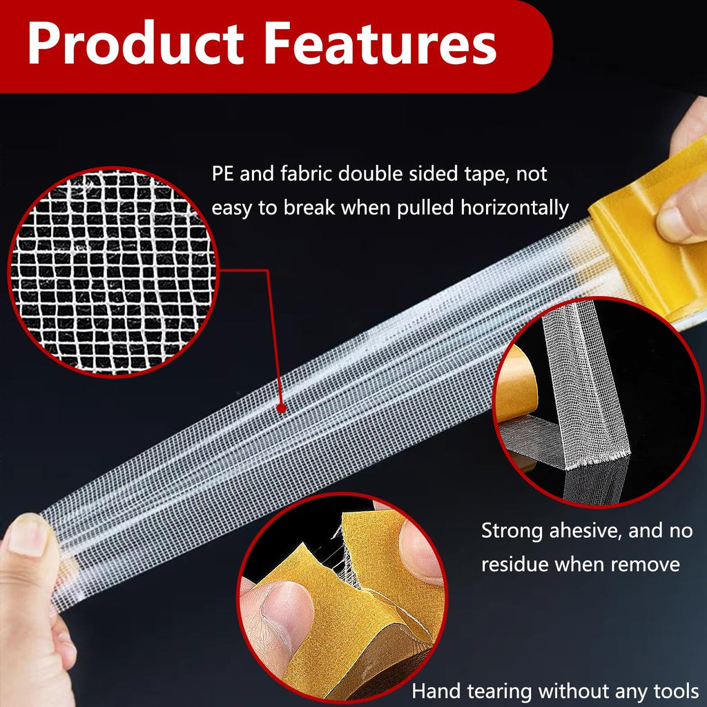 2 Rolls Heavy Duty Double Sided Fabric Tape 2 Inch × 16.4FT Clear Mounting Tape