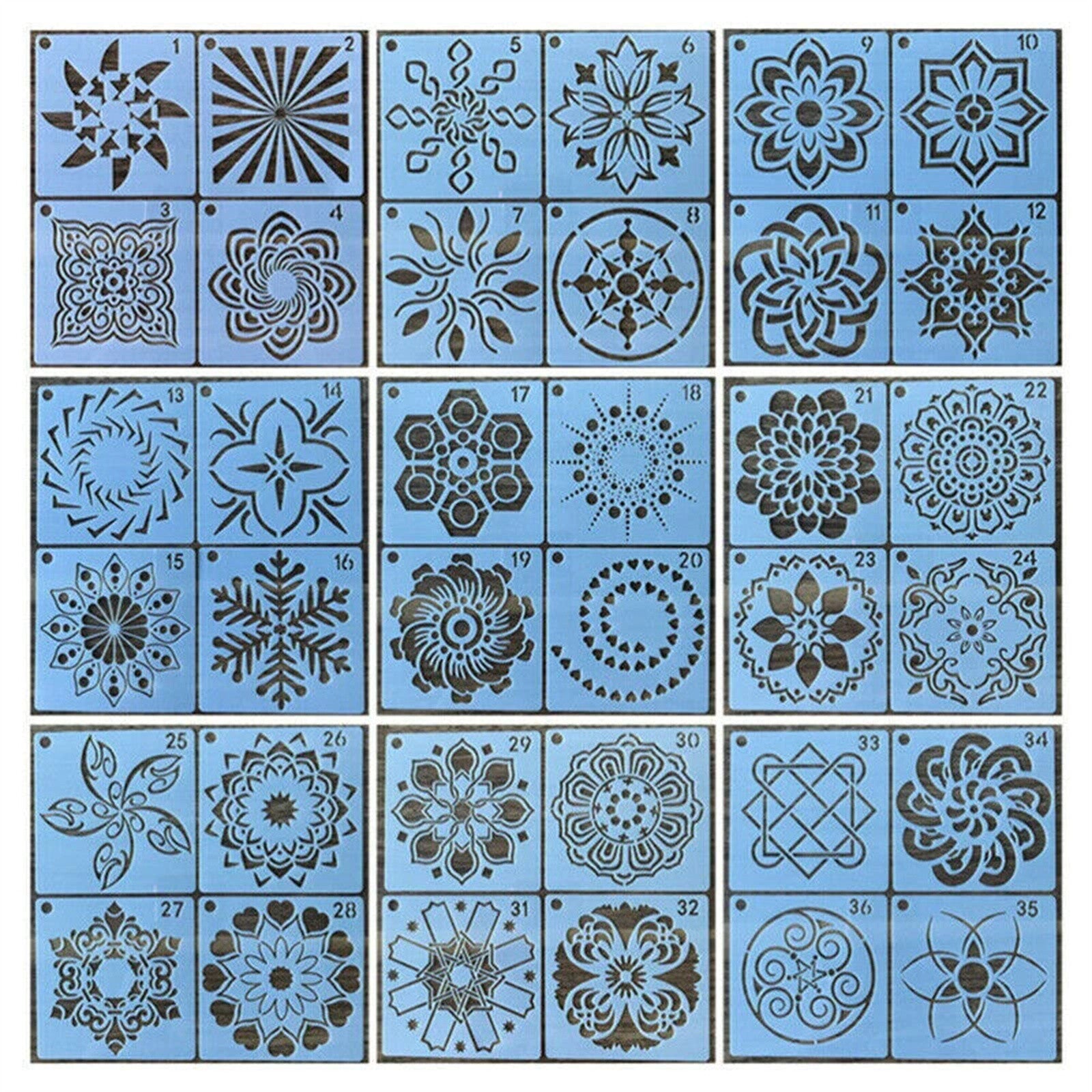 72PCS Mandala Painting Stencils DIY Drawing Templates Craft Scrapbooking Tool