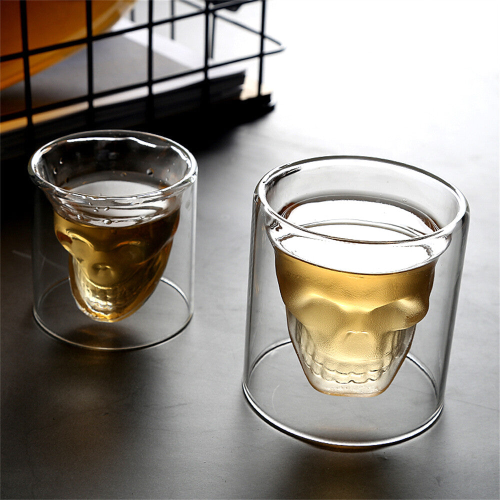 8PCS Crystal Skull Shot Glass Set 75ml – Clear Glass Vodka Whiskey Liquor Cups