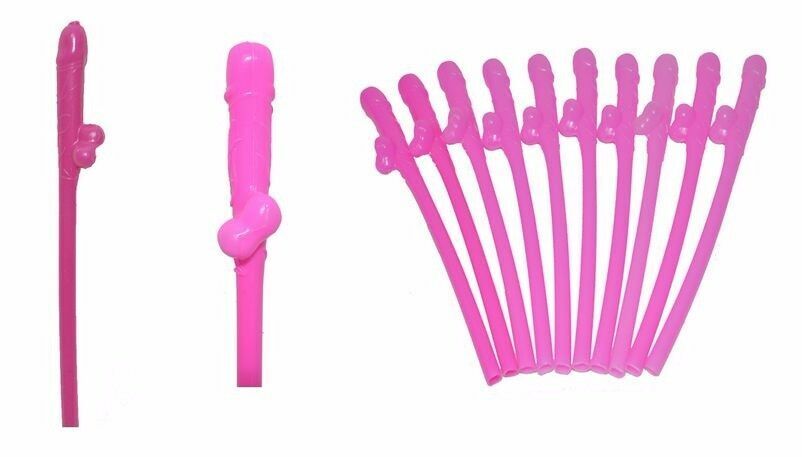10/20/30 Hens Night Novelty Party Straws Mix Colours Nude Pink Bachelorette Drink Straws