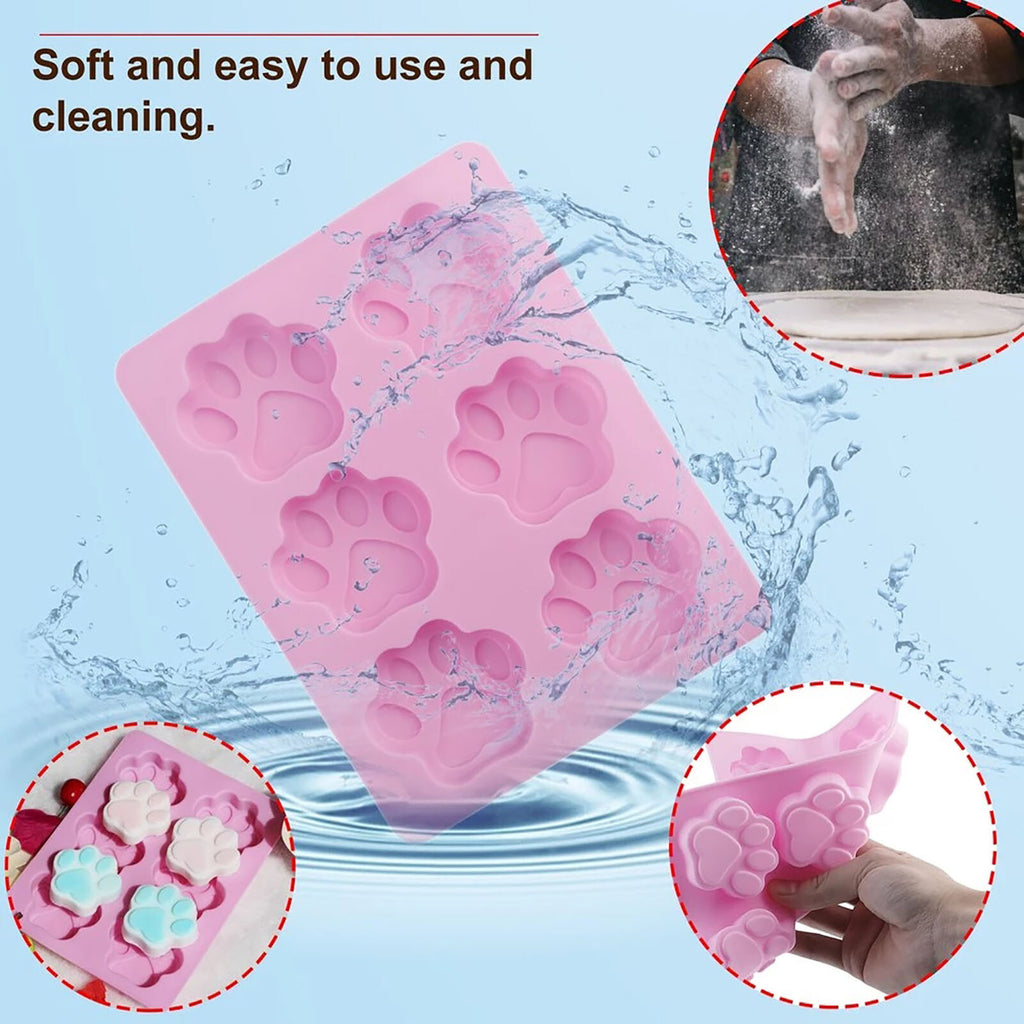 3 Pack Silicone Dog Bone and Paw Baking Molds – Puppy Treat, Chocolate, Ice and Cookie Mould Set