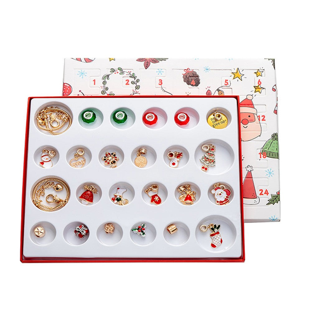 Charm bracelet kit tray with Christmas beads and charms