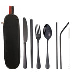 Portable Stainless Steel Travel Cutlery Set with Case – Spoon Fork Knife Chopsticks Kit (8PCS / 3PCS Options)