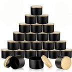 24PCS Black Candle Tins with Lids – Empty Tinplate Candle Containers for DIY Candle Making (4oz / 8oz)