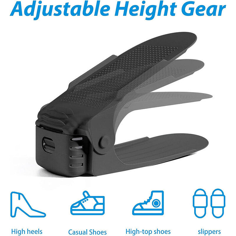 24x Adjustable Plastic Double Layer Shoe Rack Three Gear Shoe Support Space Sav24PCS Adjustable Double Layer Shoe Rack Holders - Space Saving Plastic Shoe Organiserse