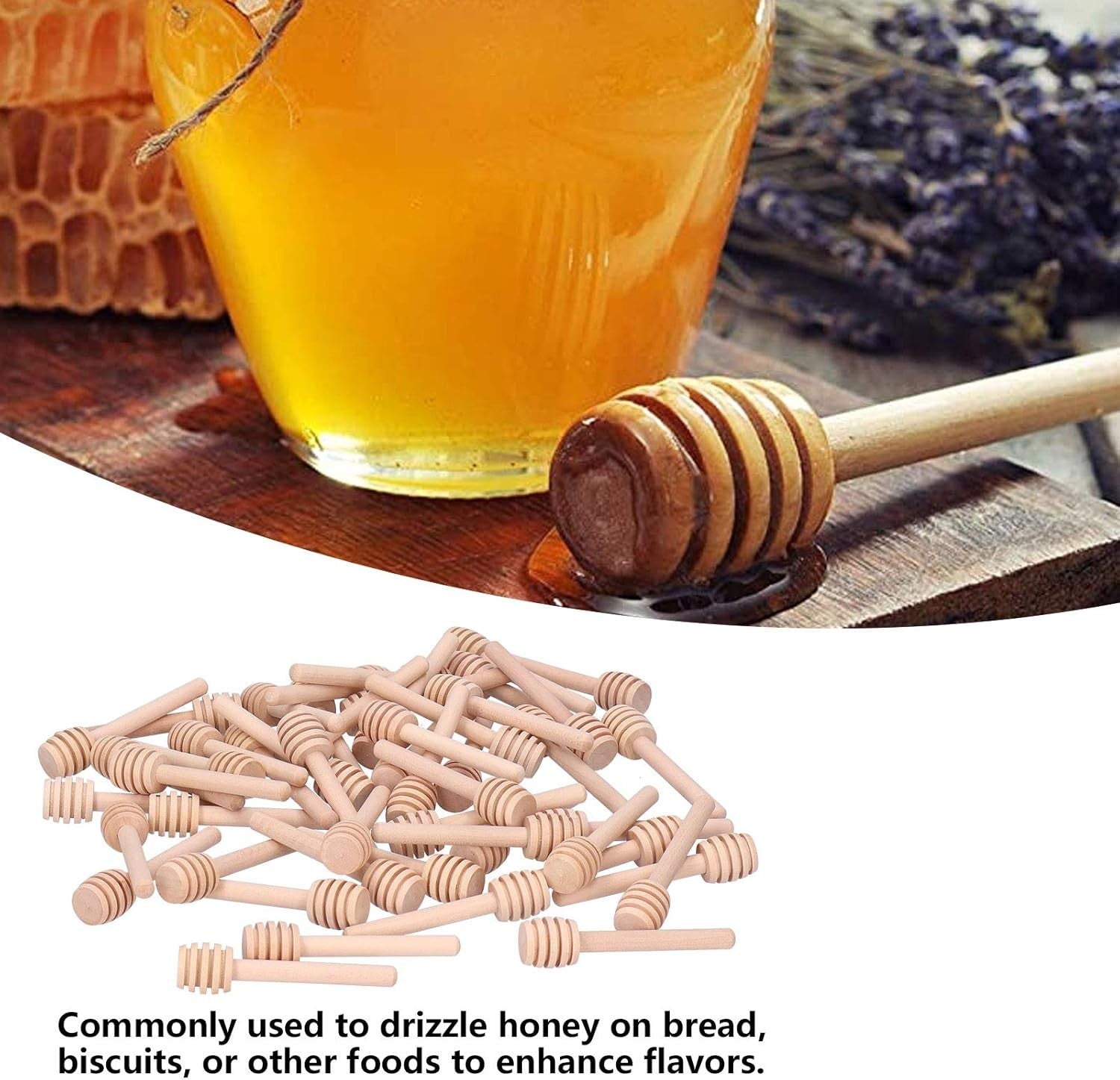 200PCS Wooden Honey Dipper Sticks 10cm - Mini Jam Syrup Honey Stirring Sticks