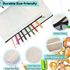 10pcs Canvas Makeup Bags with Zipper | Blank DIY Cosmetic Pouches Pencil Cases