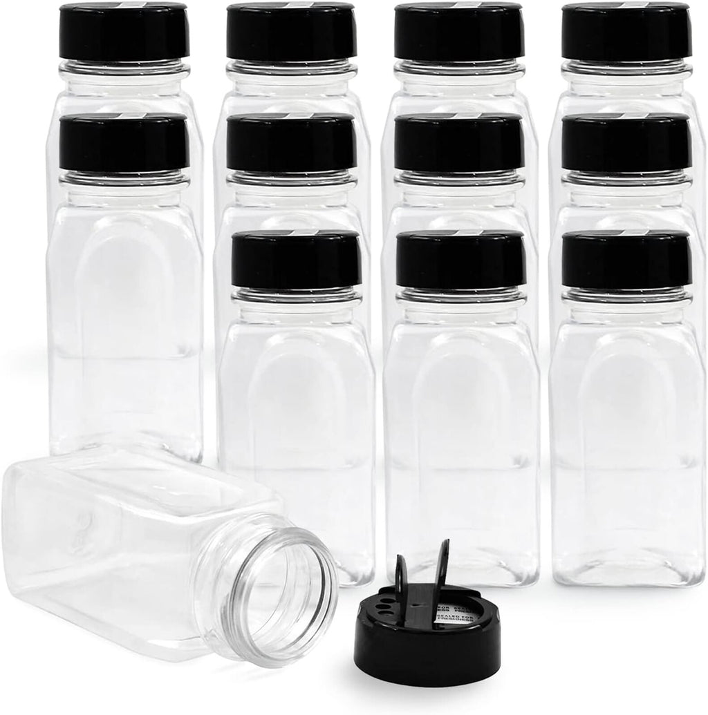 6/12/24/36pcs 100ml Clear Square Spice Jars with Lids | Plastic Herb Seasoning Storage Bottles