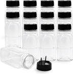 6/12/24/36pcs 100ml Clear Square Spice Jars with Lids | Plastic Herb Seasoning Storage Bottles