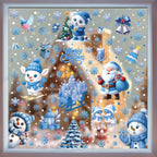 Christmas Window Stickers Winter Snowman Santa Claus Snowflake Elk Static OD