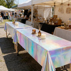 6pcs Holographic Tablecloths | Iridescent Waterproof Party Table Covers