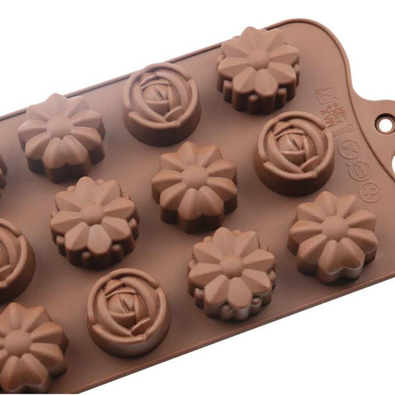 2PCS 15-Cavity Rose Silicone Mold – Flower Chocolate Cake Ice Soap Baking Mould