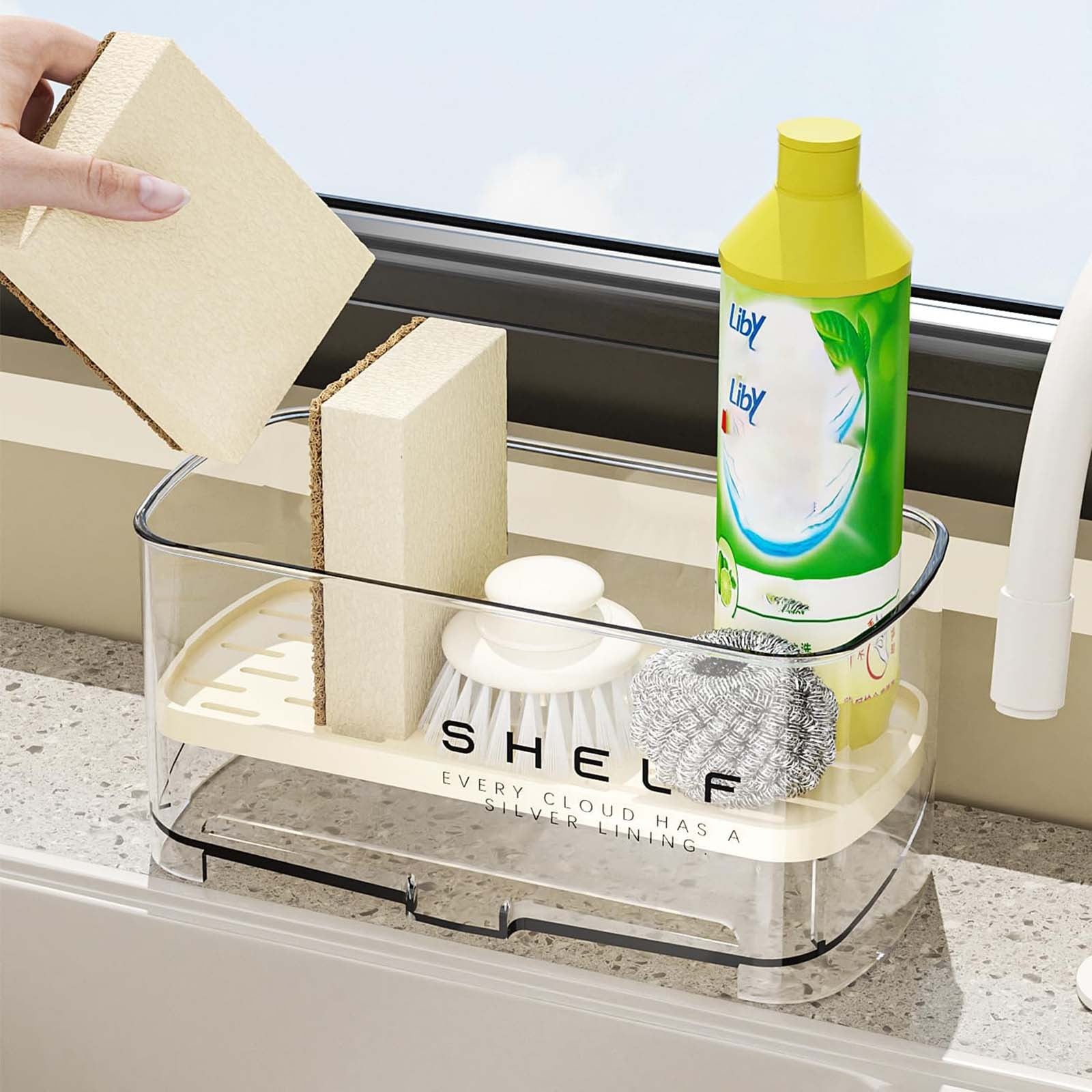 Transparent Kitchen Sink Rag Rack - Sponge Drain Storage Rack for Faucet and Sink Area