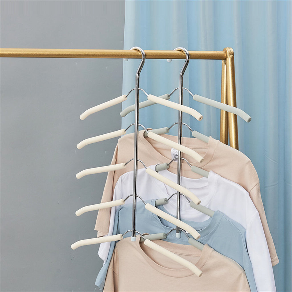 2PCS Multi-Layer Clothes Hanger Rack – Metal Space Saving Closet Organizer