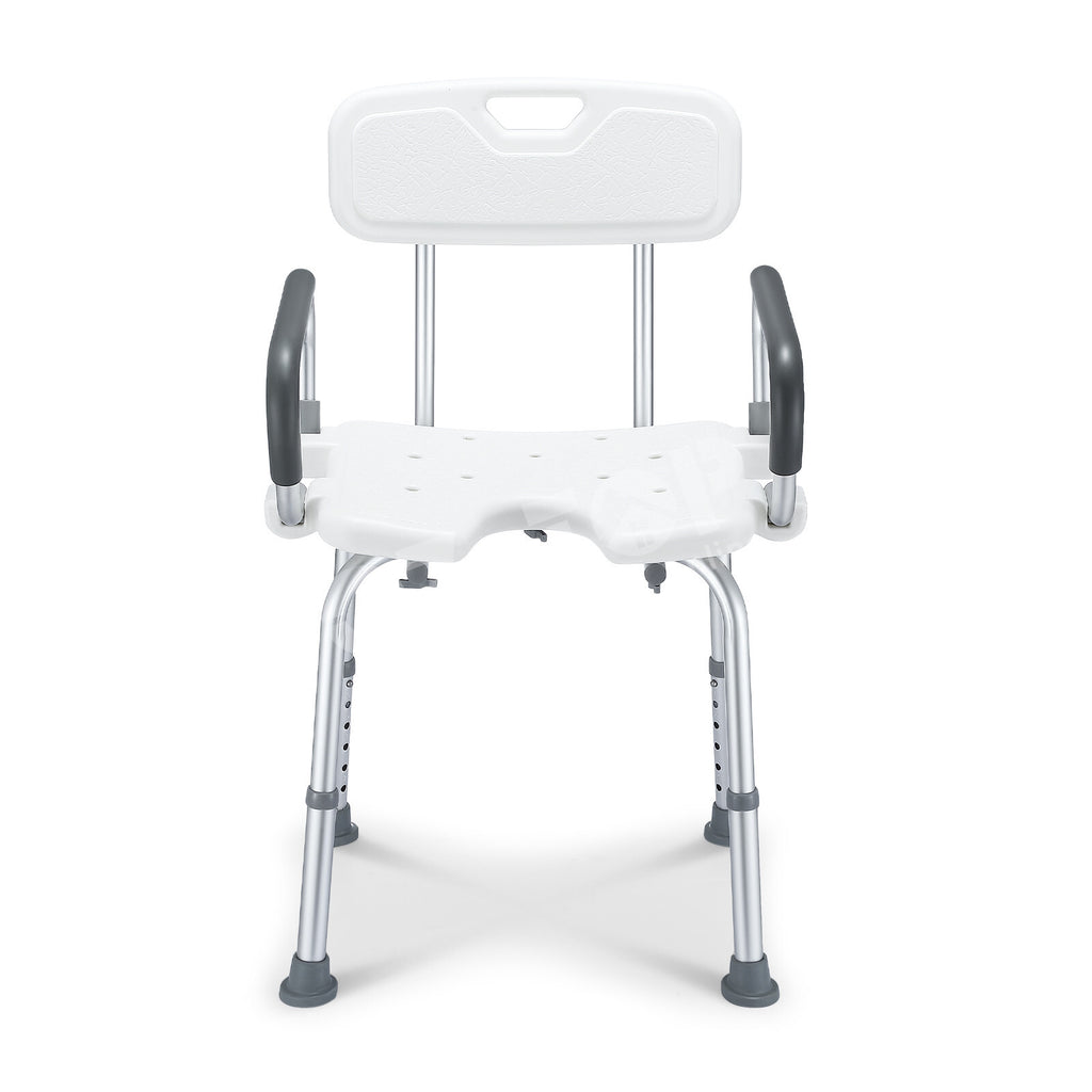 Adjustable Aluminium Shower Chair Bath Seat with Armrests Bathroom Safety Stool