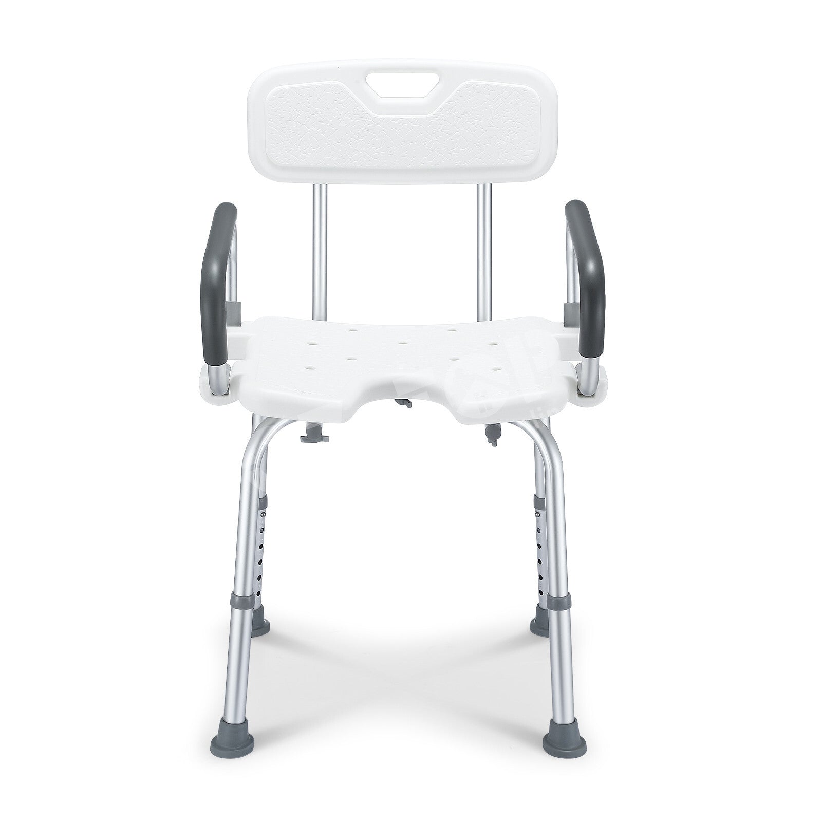 Adjustable Aluminium Shower Chair Bath Seat with Armrests Bathroom Safety Stool