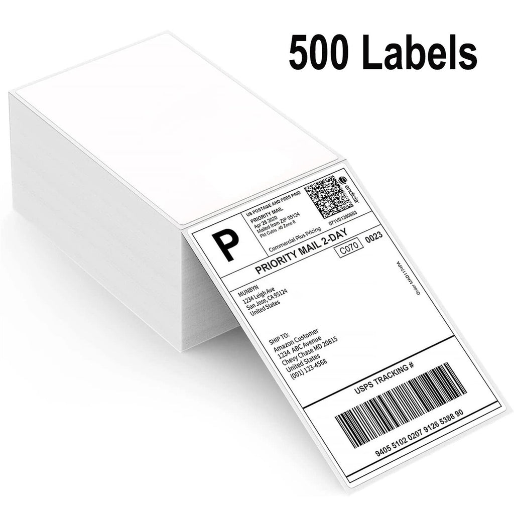4x6 Thermal Direct Shipping Labels 500 Pack - Fan Fold 100x150mm White Sticker Labels