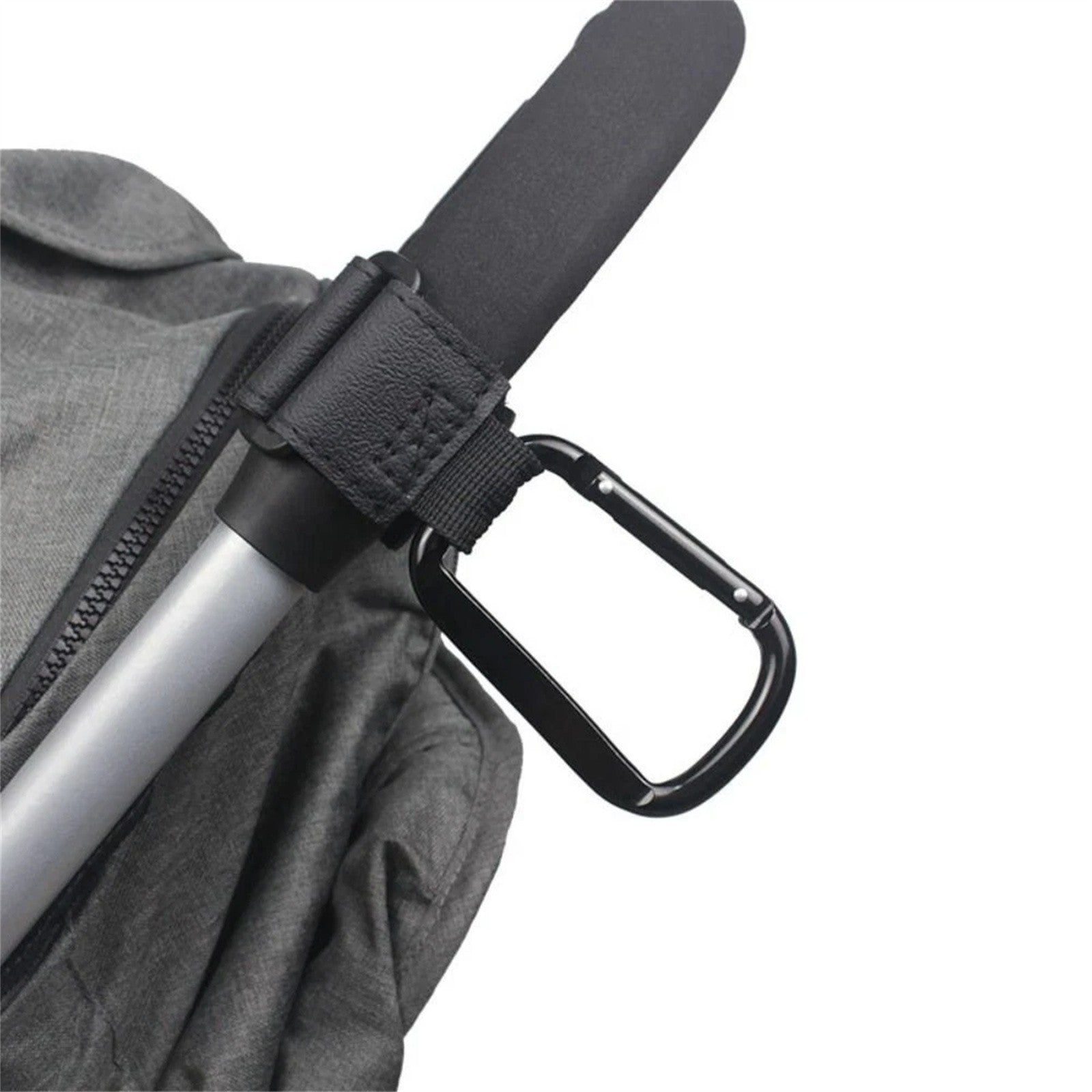 2PCS Metal Pram Hooks - PU Stroller Bag Hangers for Diaper Bags & Shopping Bags