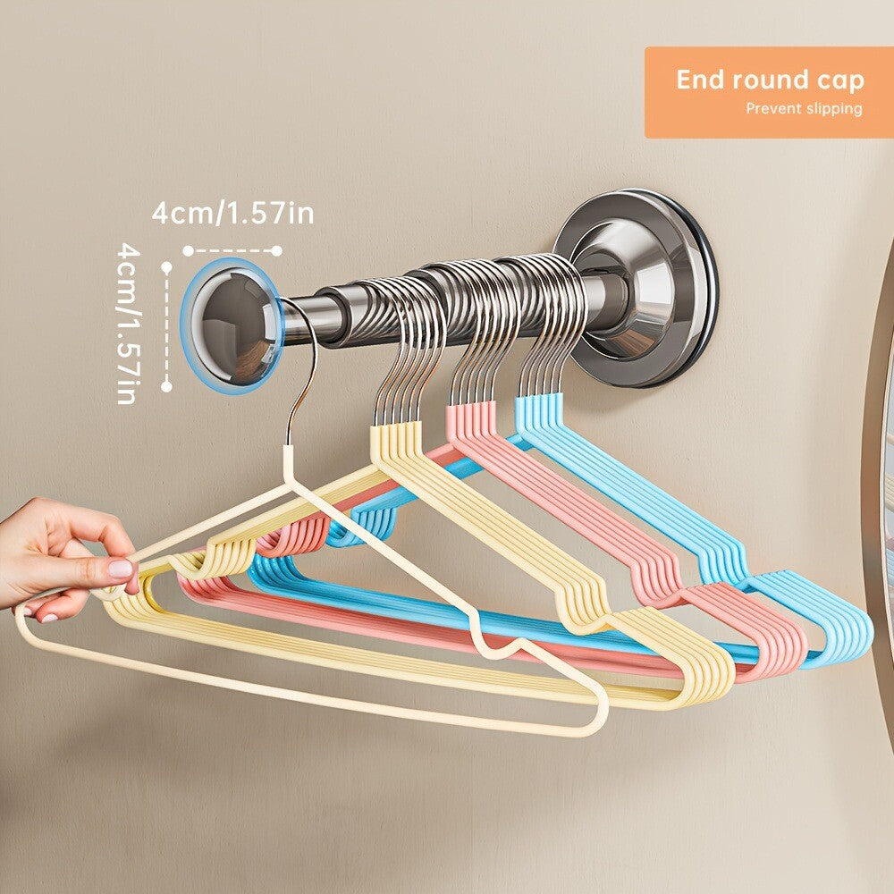 Telescopic Suction Cup Clothes Hanger Rack Wall Mounted Balcony Laundry Drying Rod