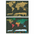 2pcs Scratch Off World Map Poster Large 82.5x59.5cm | Deluxe Travel Map Wall Decor