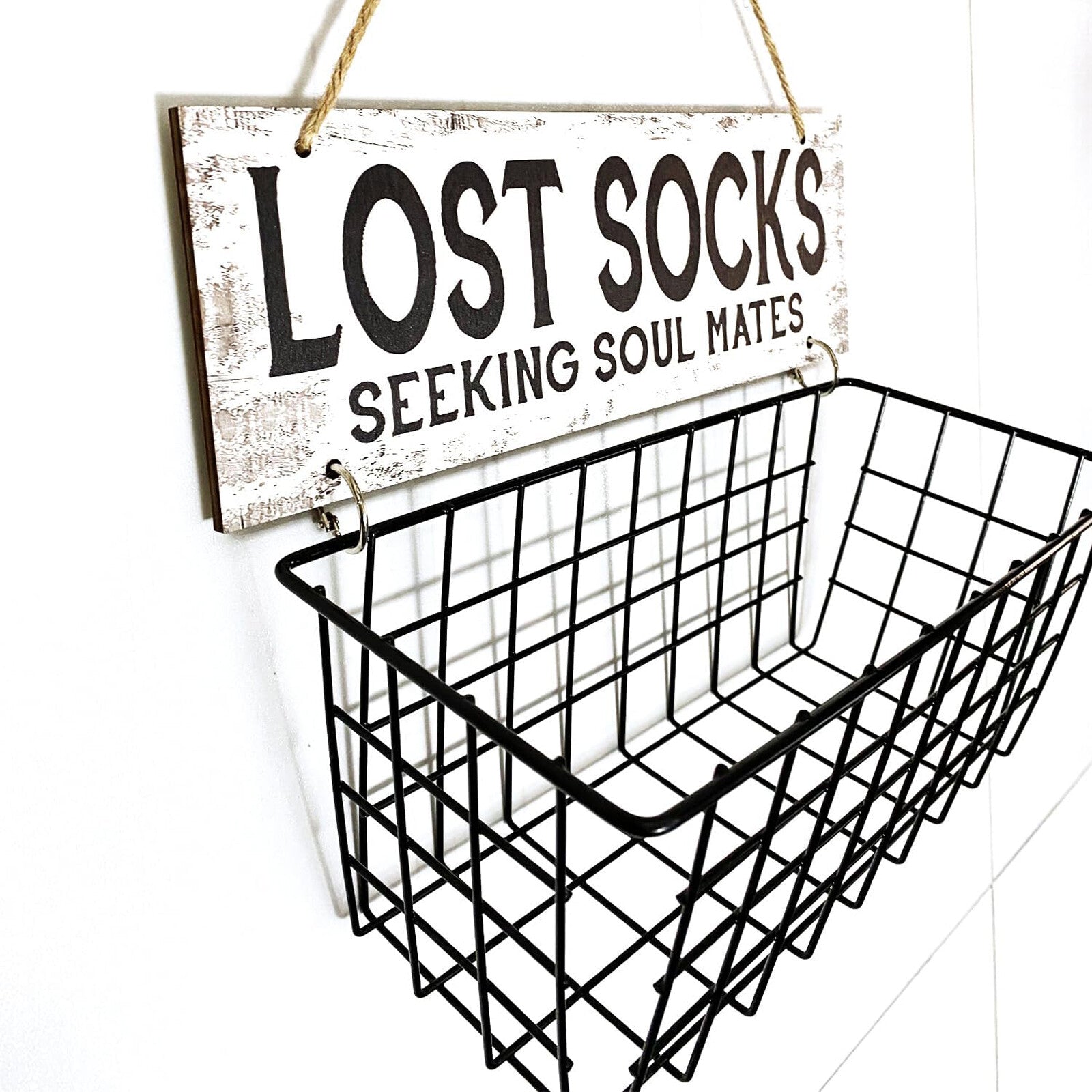 Lost Socks Laundry Basket Sign – Wall Mounted Laundry Room Sock Organizer