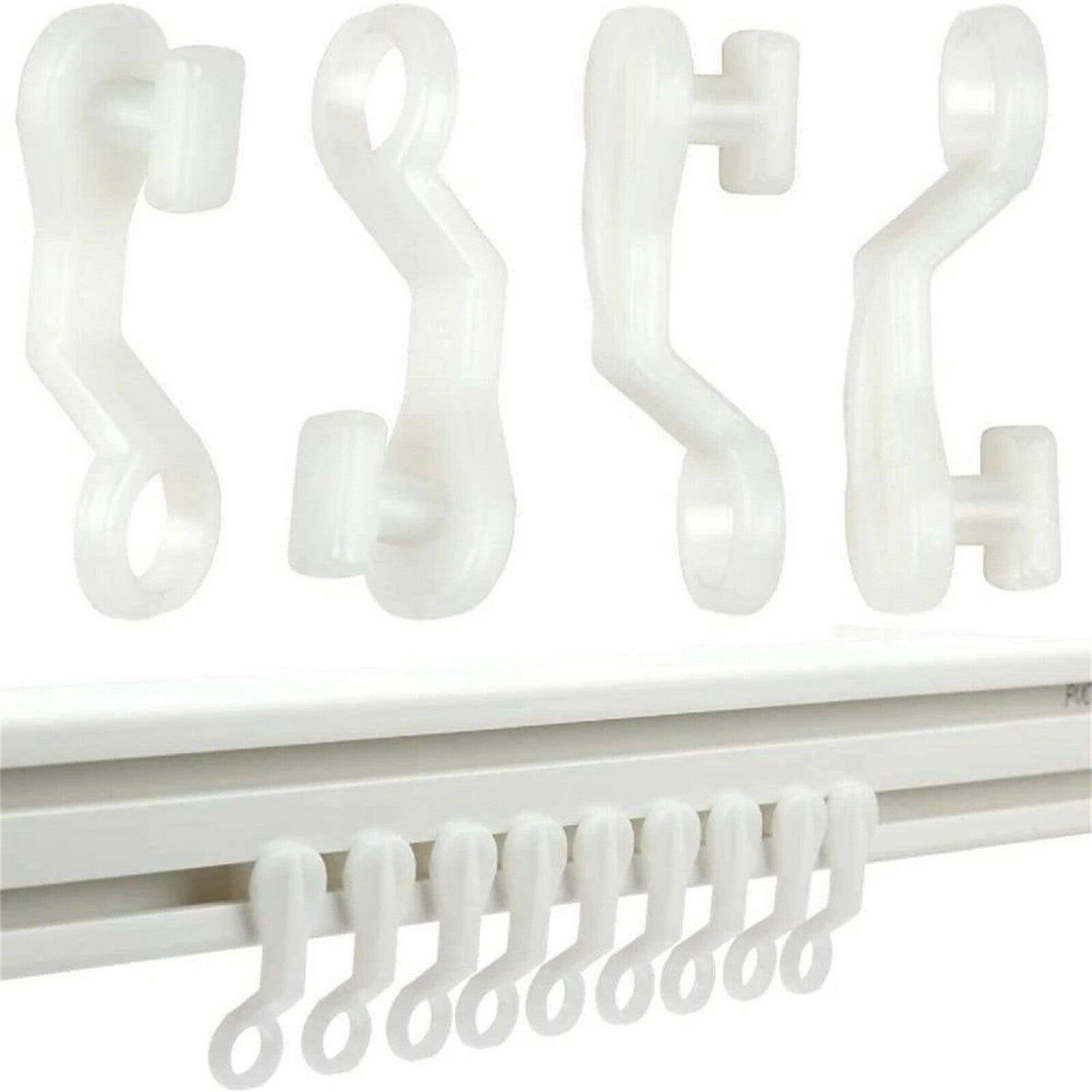 500PCS Curtain Glide Hooks 28mm - Plastic Rail Runner Rings for Curtains and Drapes