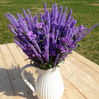 10PCS 12 Head Artificial Lavender Bouquet - Purple Fake Flowers for Wedding and Home Decor