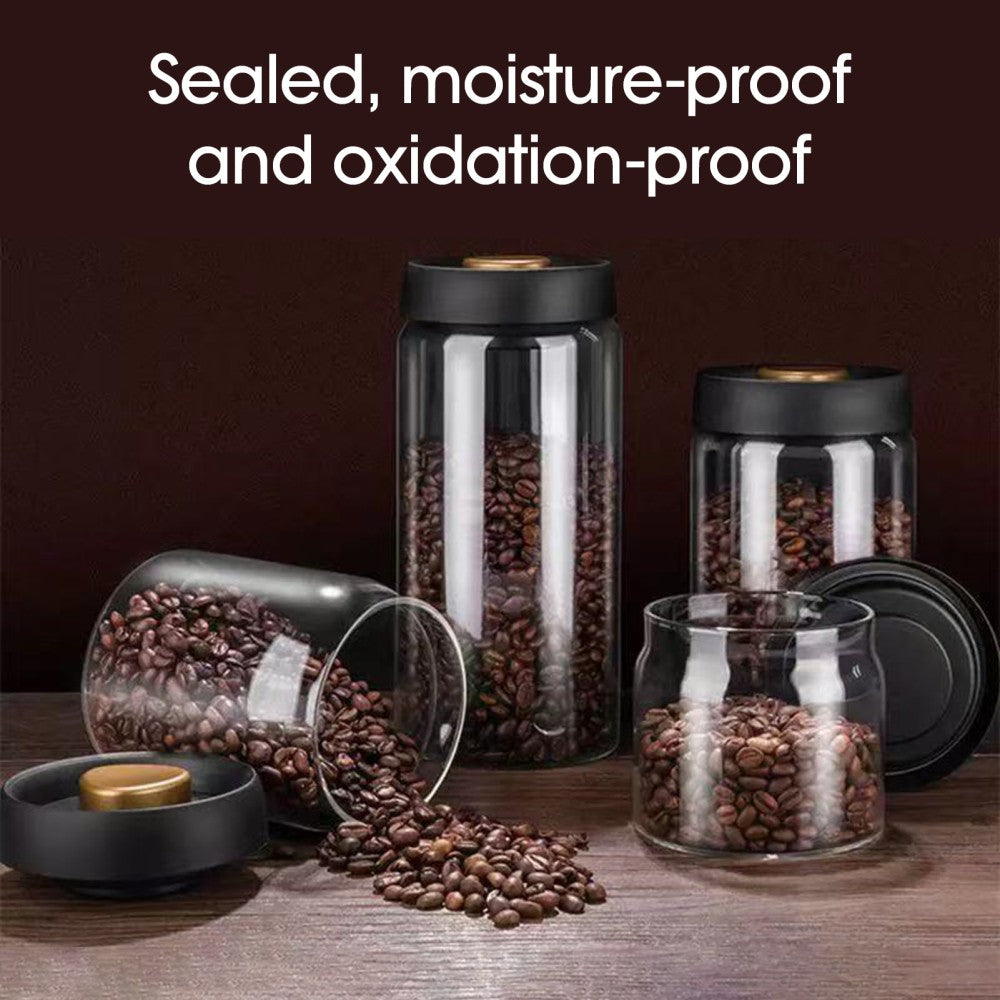 Vacuum Glass Coffee Bean Storage Jar – Airtight Sealed Container 900ml / 1800ml